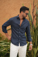 Carregar imagem no visualizador da galeria, Linen Shirt Navy Fresh - Men Clothing | Leaders in Design & Quality | Donato