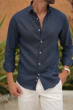 Carregar imagem no visualizador da galeria, Linen Shirt Navy Fresh - Men Clothing | Leaders in Design & Quality | Donato