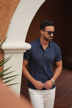 Carregar imagem no visualizador da galeria, Knitted Structure Polo Indigo - Men Clothing | Leaders in Design & Quality | Donato