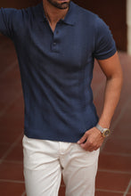 Carregar imagem no visualizador da galeria, Knitted Structure Polo Indigo - Men Clothing | Leaders in Design & Quality | Donato