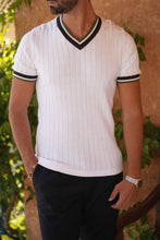 Carregar imagem no visualizador da galeria, WHITE DONATO RIBBED V-NECK T-SHIRT - Men Clothing | Leaders in Design & Quality | Donato