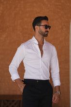 Carregar imagem no visualizador da galeria, White Elastic Shirt Slim Fit - Men Clothing | Leaders in Design & Quality | Donato