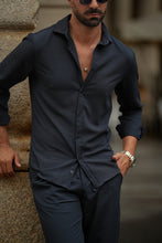 Carregar imagem no visualizador da galeria, CAMISA ELÁSTICA COM TEXTURA AZUL - Men Clothing | Leaders in Design & Quality | Donato