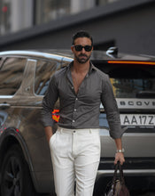 Carregar imagem no visualizador da galeria, GRAY ELASTIC SHIRT SLIM-FIT - Men Clothing | Leaders in Design & Quality | Donato