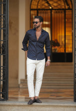 Carregar imagem no visualizador da galeria, Blue Elastic Shirt Slim Fit - Men Clothing | Leaders in Design & Quality | Donato