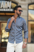 Carregar imagem no visualizador da galeria, Camisa cinza azulado slim fit - Men Clothing | Leaders in Design & Quality | Donato