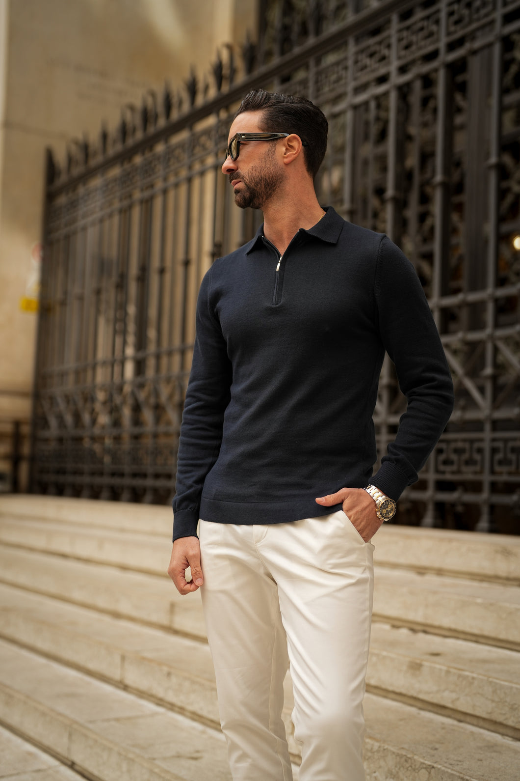 POLO COM FECHO AZUL ESCURO