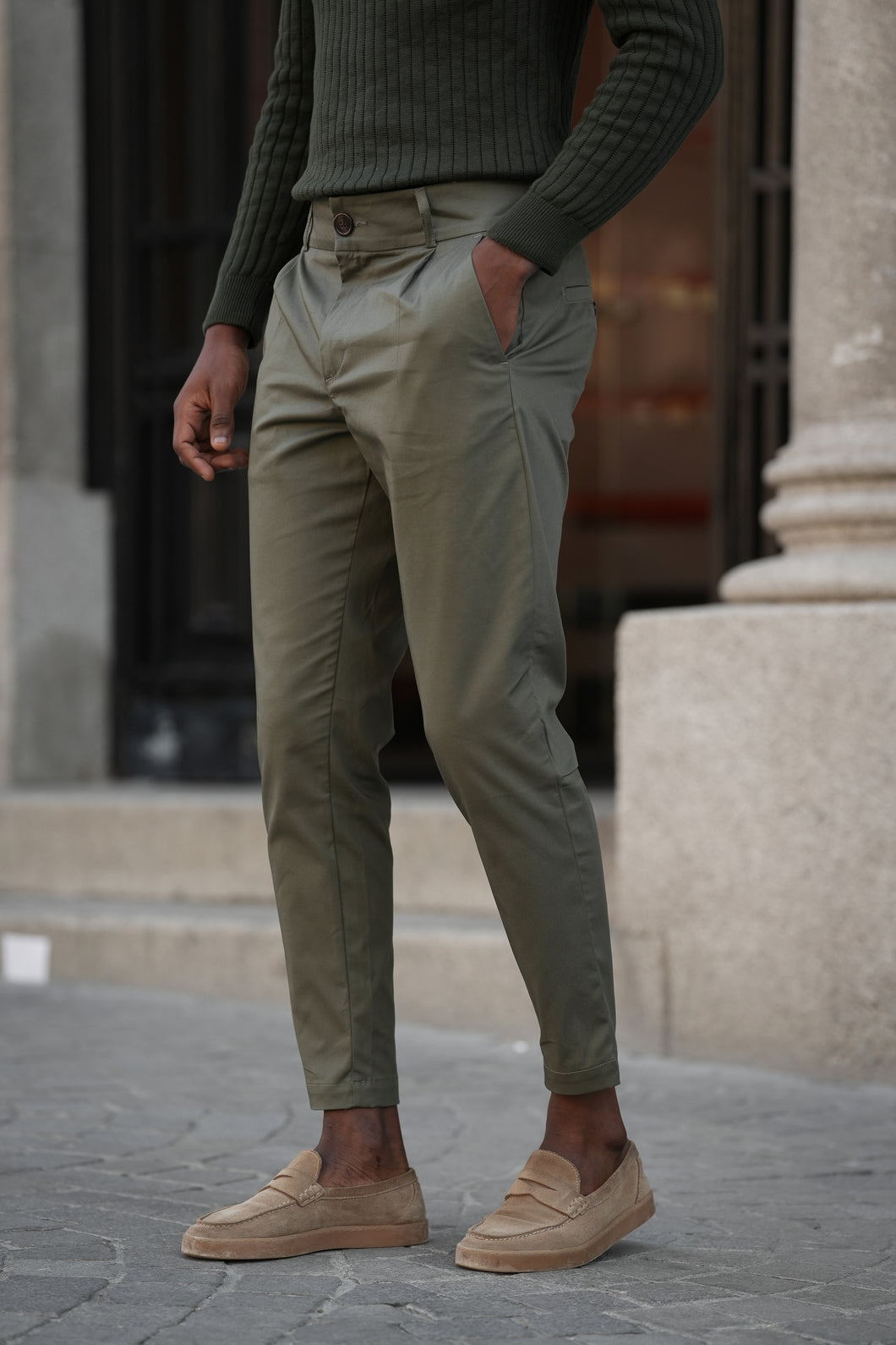 CALÇA SARJA ELASTICA KAKI