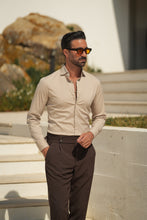 Carregar imagem no visualizador da galeria, CAMISA ELÁSTICA BEGE SLIM FIT
