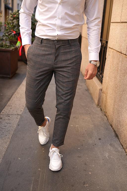 Calça cinza escuro aos quadrados - Men Clothing | Leaders in Design & Quality | Donato
