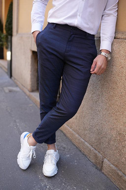 Calça azul aos quadrados - Men Clothing | Leaders in Design & Quality | Donato