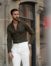 Carregar imagem no visualizador da galeria, KAKI ELASTIC SHIRT SLIM-FIT - Men Clothing | Leaders in Design &amp; Quality | Donato
