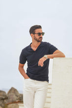 Carregar imagem no visualizador da galeria, Knitted Polo Blue - Men Clothing | Leaders in Design &amp; Quality | Donato
