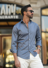 Carregar imagem no visualizador da galeria, Camisa cinza azulado slim fit - Men Clothing | Leaders in Design &amp; Quality | Donato
