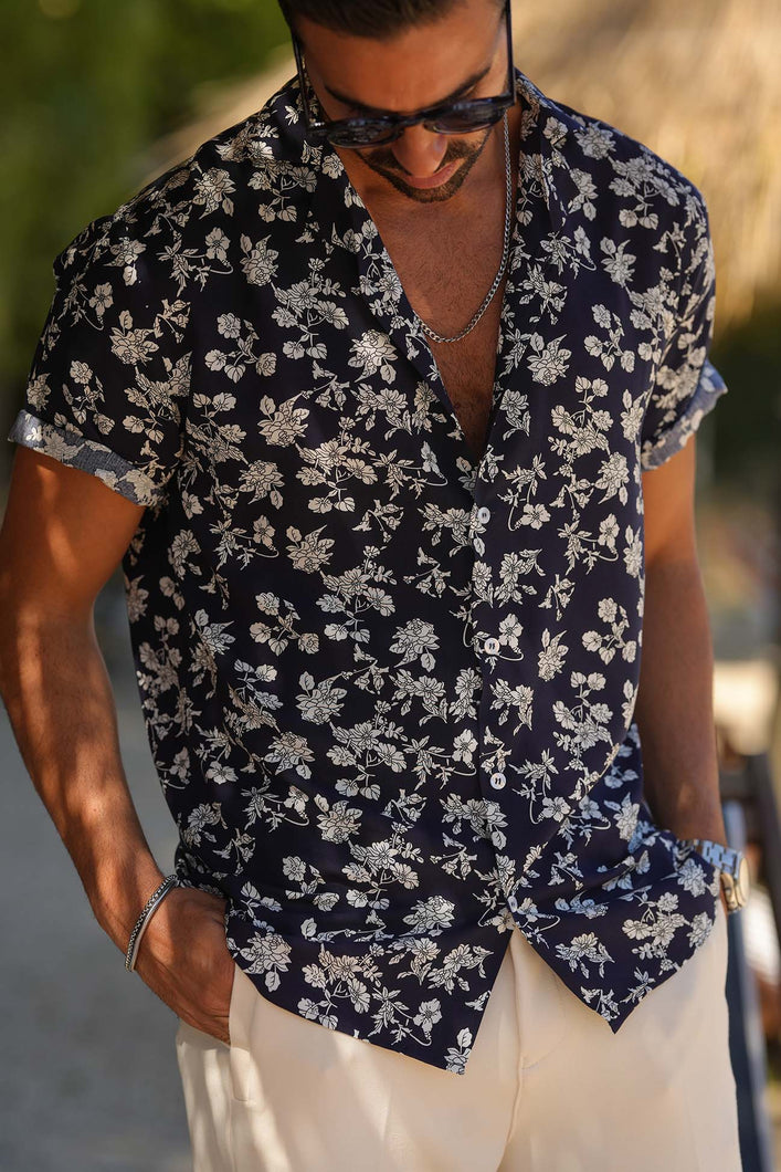 CAMISA ESTAMPADO FLORES BLUE&WHITE - Men Clothing | Leaders in Design & Quality | Donato
