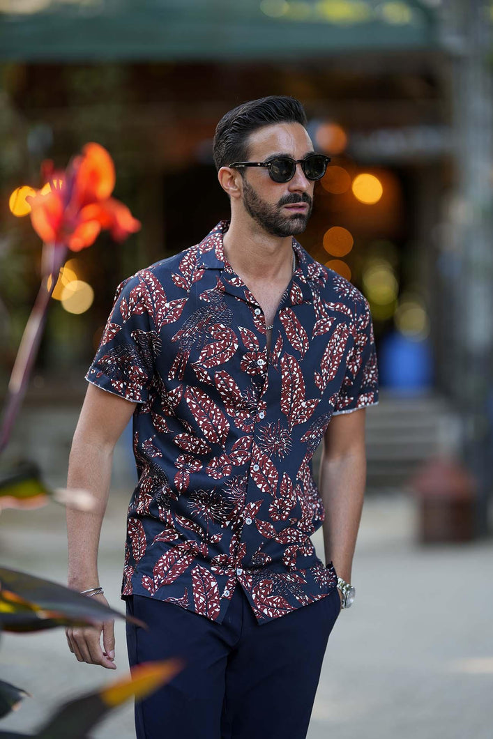 Printed Shirt Brown Leaf - Men Clothing | Leaders in Design & Quality | Donato
