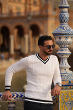 Carregar imagem no visualizador da galeria, V-NECK WITHE&amp;NAVY - Men Clothing | Leaders in Design &amp; Quality | Donato
