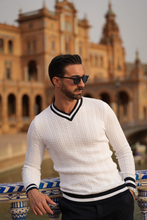 Carregar imagem no visualizador da galeria, V-NECK WITHE&amp;NAVY - Men Clothing | Leaders in Design &amp; Quality | Donato
