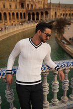 Carregar imagem no visualizador da galeria, V-NECK WITHE&amp;NAVY - Men Clothing | Leaders in Design &amp; Quality | Donato

